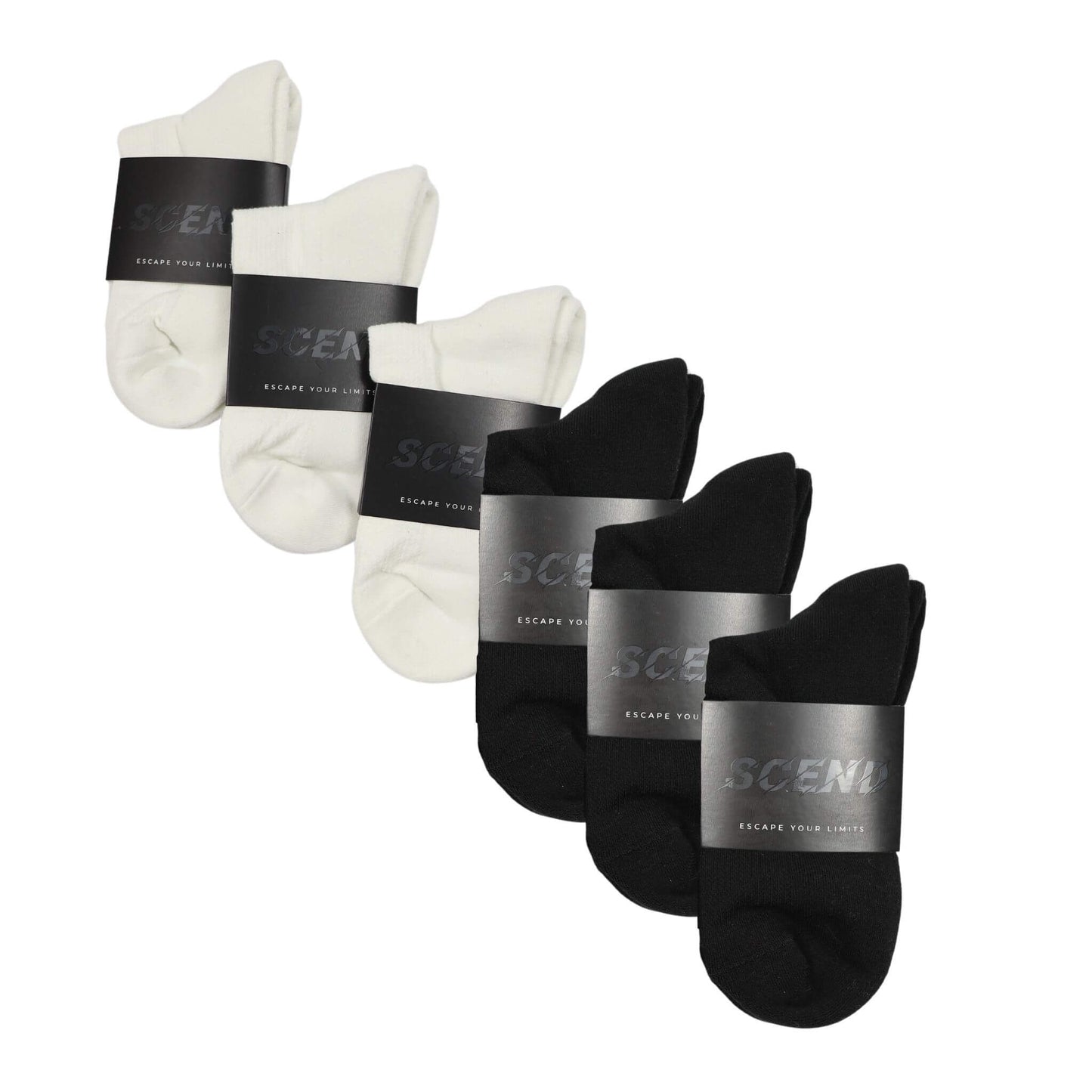 Black and White Quarter Performance Socks | Pack of 6